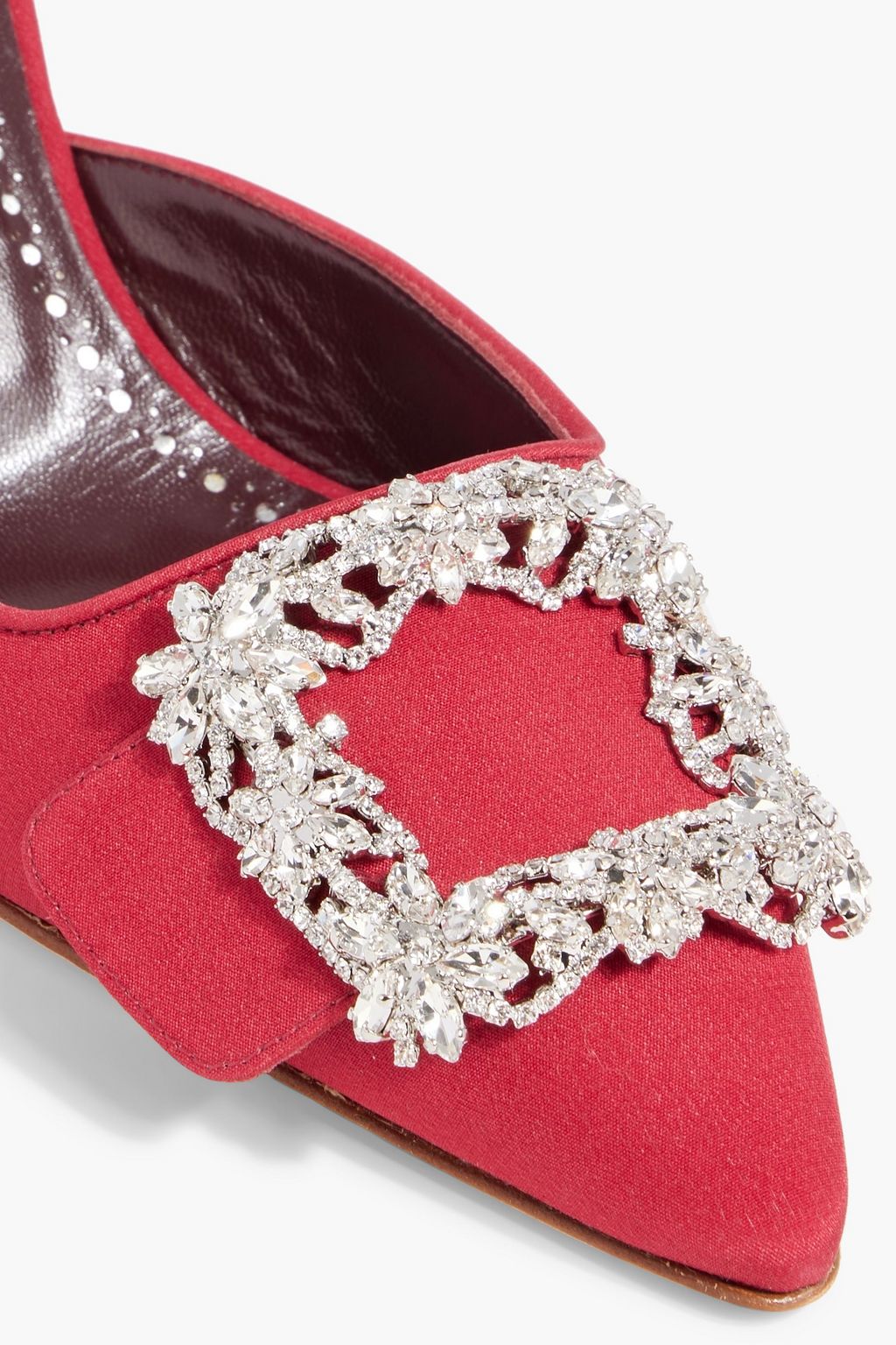 MANOLO BLAHNIK Maysale Jewel 70 crystal-embellished crepe de chine mules