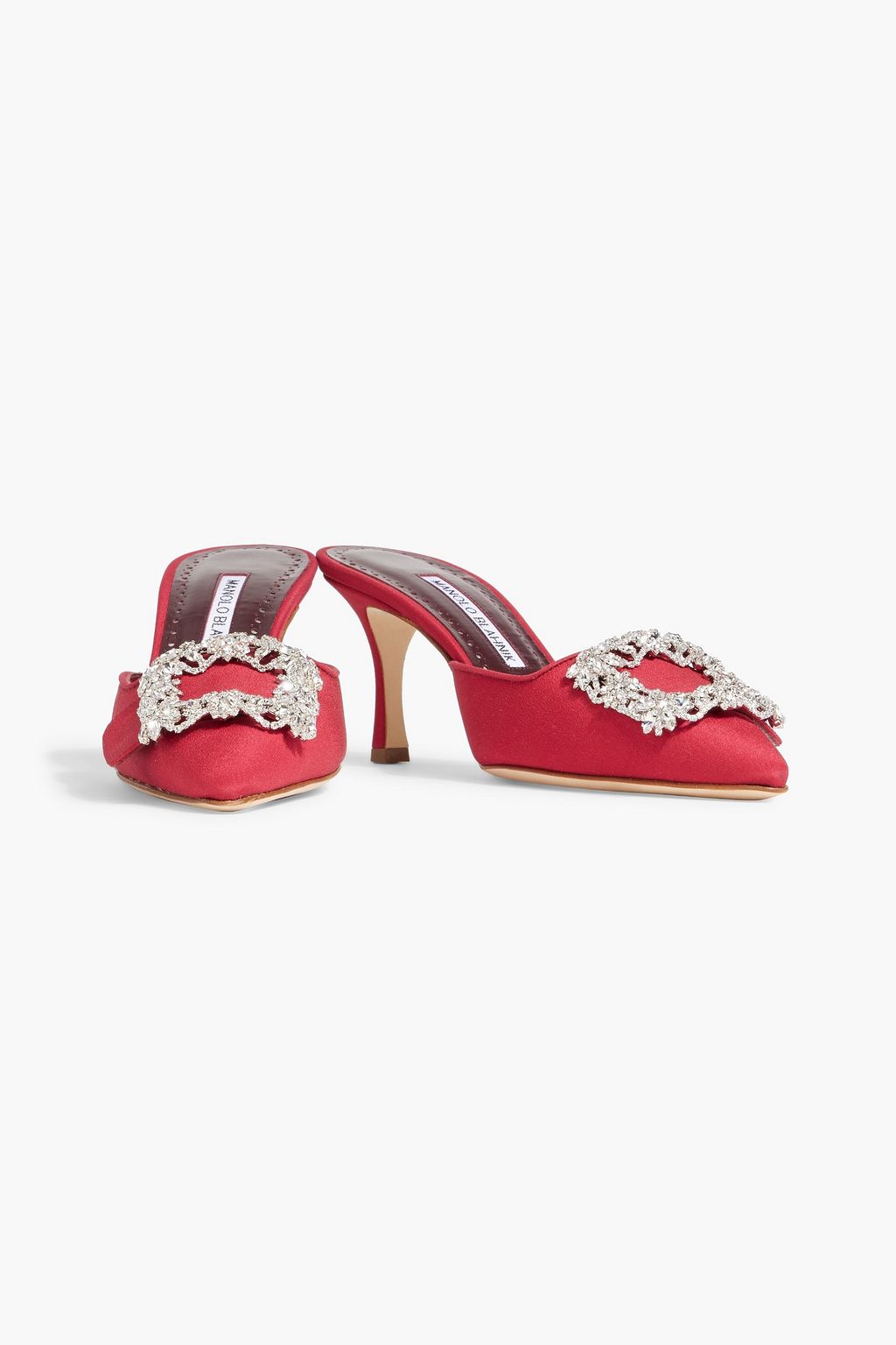 MANOLO BLAHNIK Maysale Jewel 70 crystal-embellished crepe de chine mules