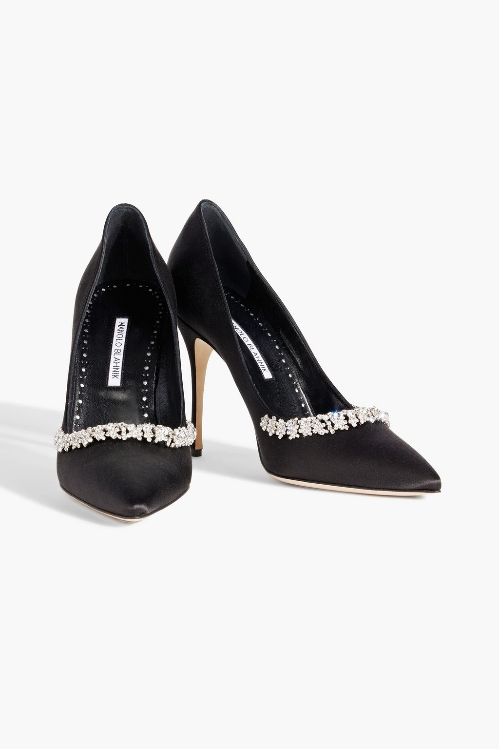 MANOLO BLAHNIK Olarana 105 crystal-embellished satin pumps