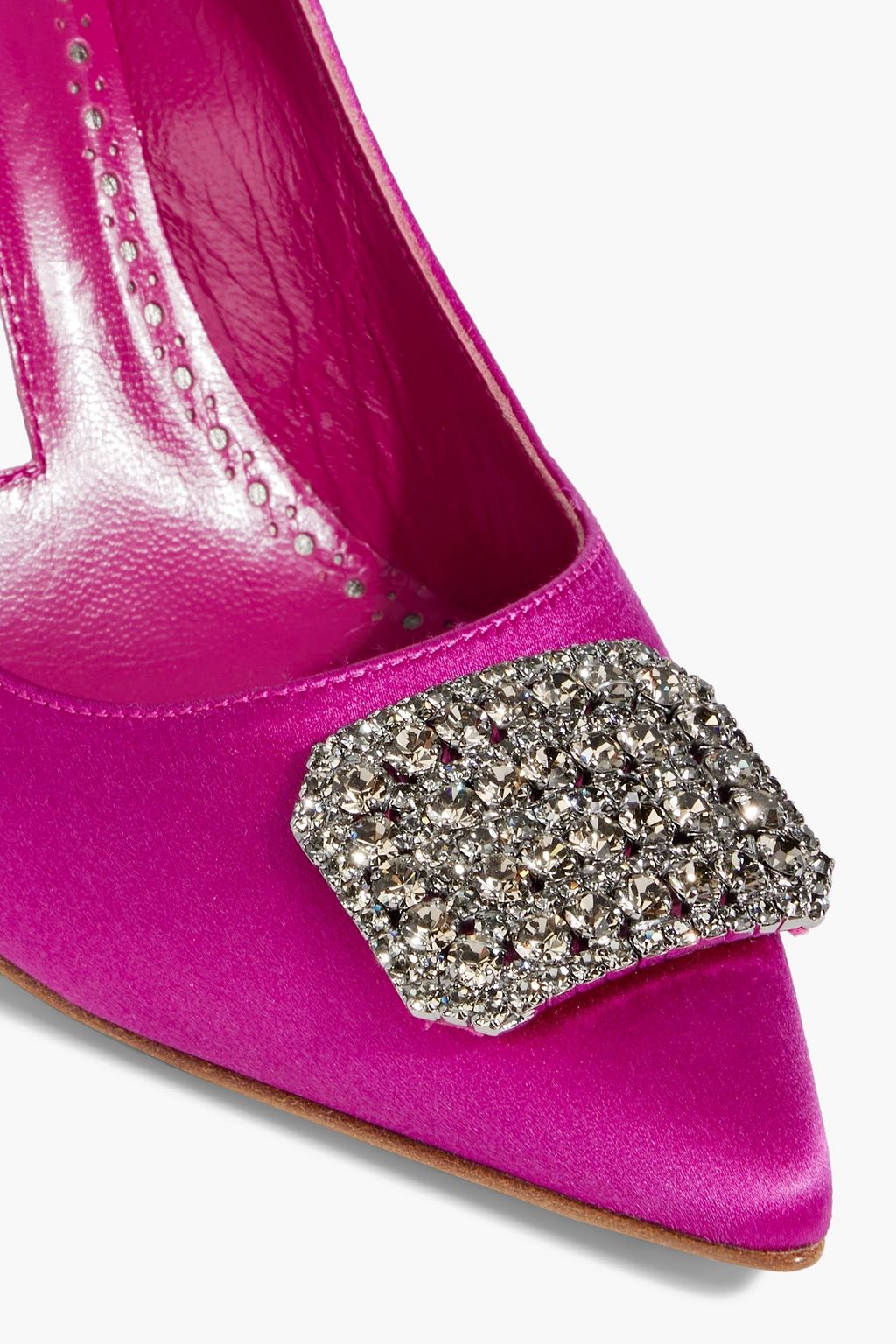 MANOLO BLAHNIK Floritanuhi 90 crystal-embellished satin pumps