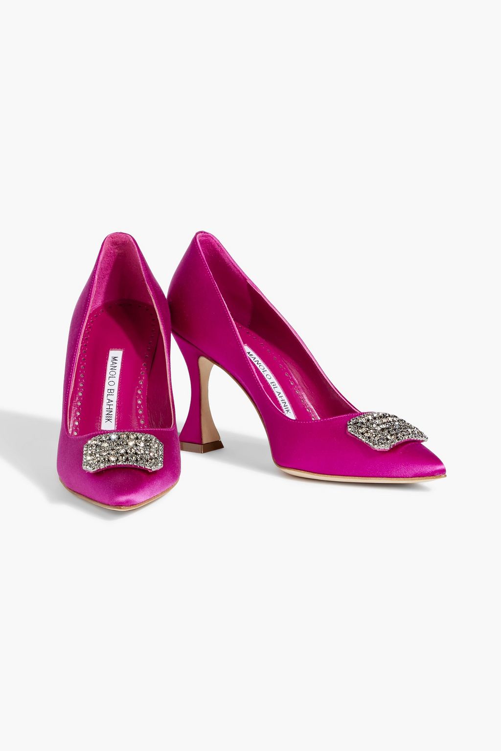 MANOLO BLAHNIK Floritanuhi 90 crystal-embellished satin pumps