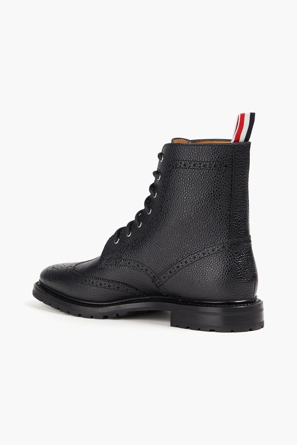 THOM BROWNE حذاء بوت كومبات من الجلد الحبيبي