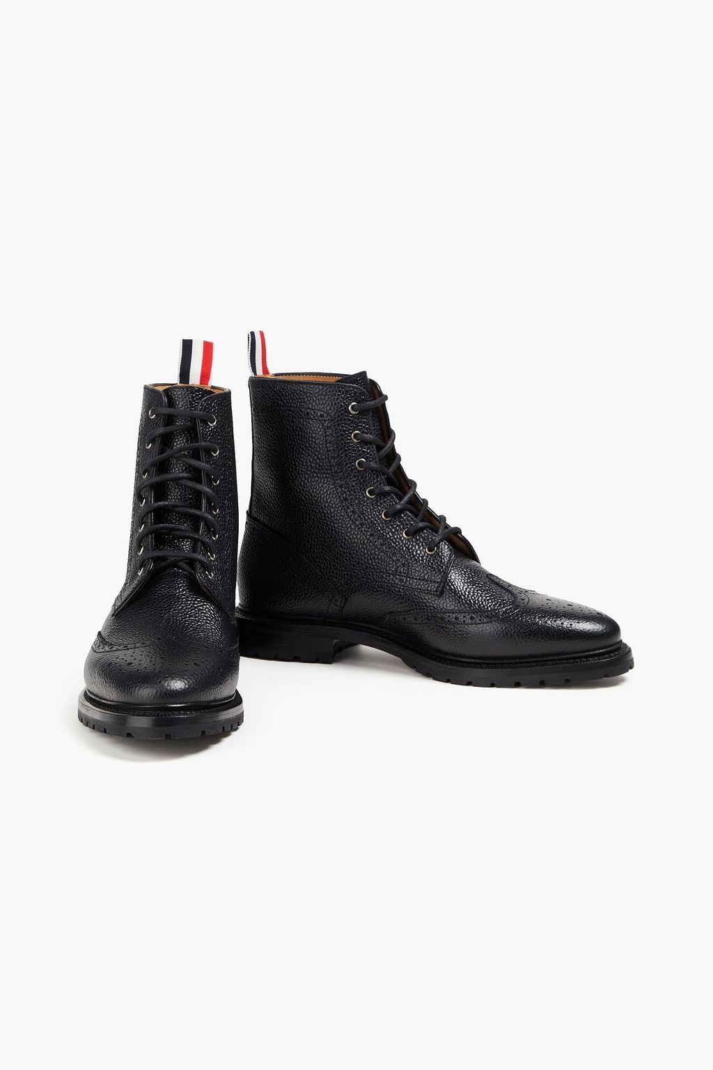 THOM BROWNE حذاء بوت كومبات من الجلد الحبيبي