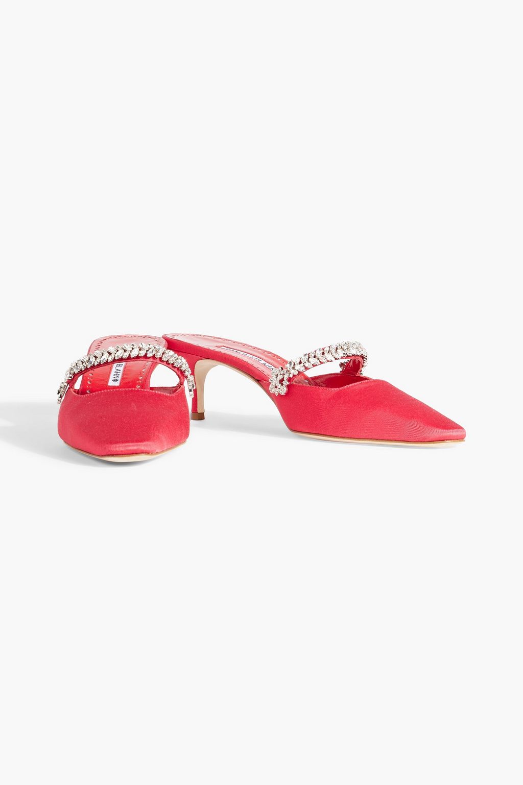 MANOLO BLAHNIK Kanembamu 50 crystal-embellished grosgrain mules