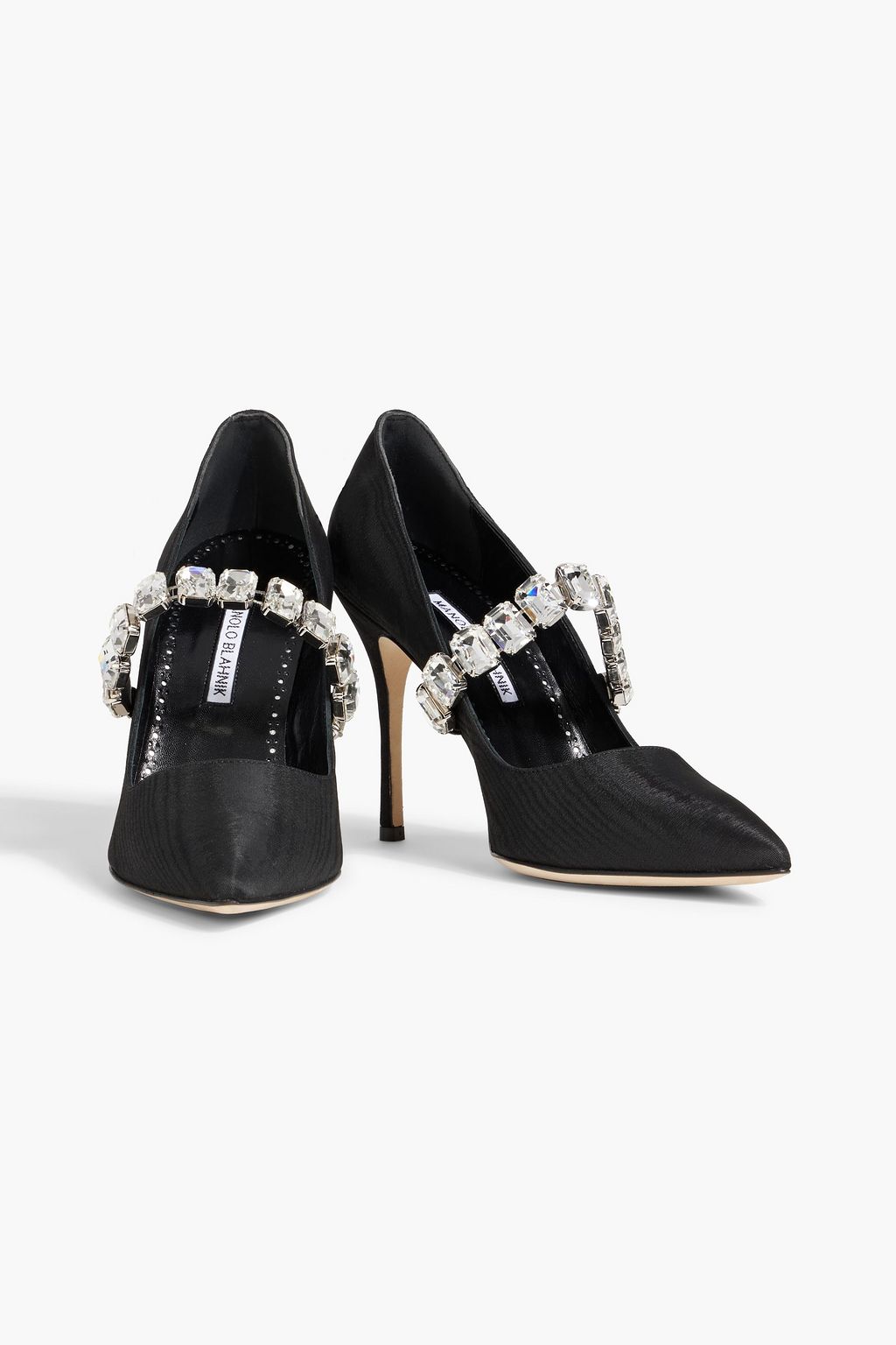 MANOLO BLAHNIK Humiba 105 crystal-embellished moire pumps