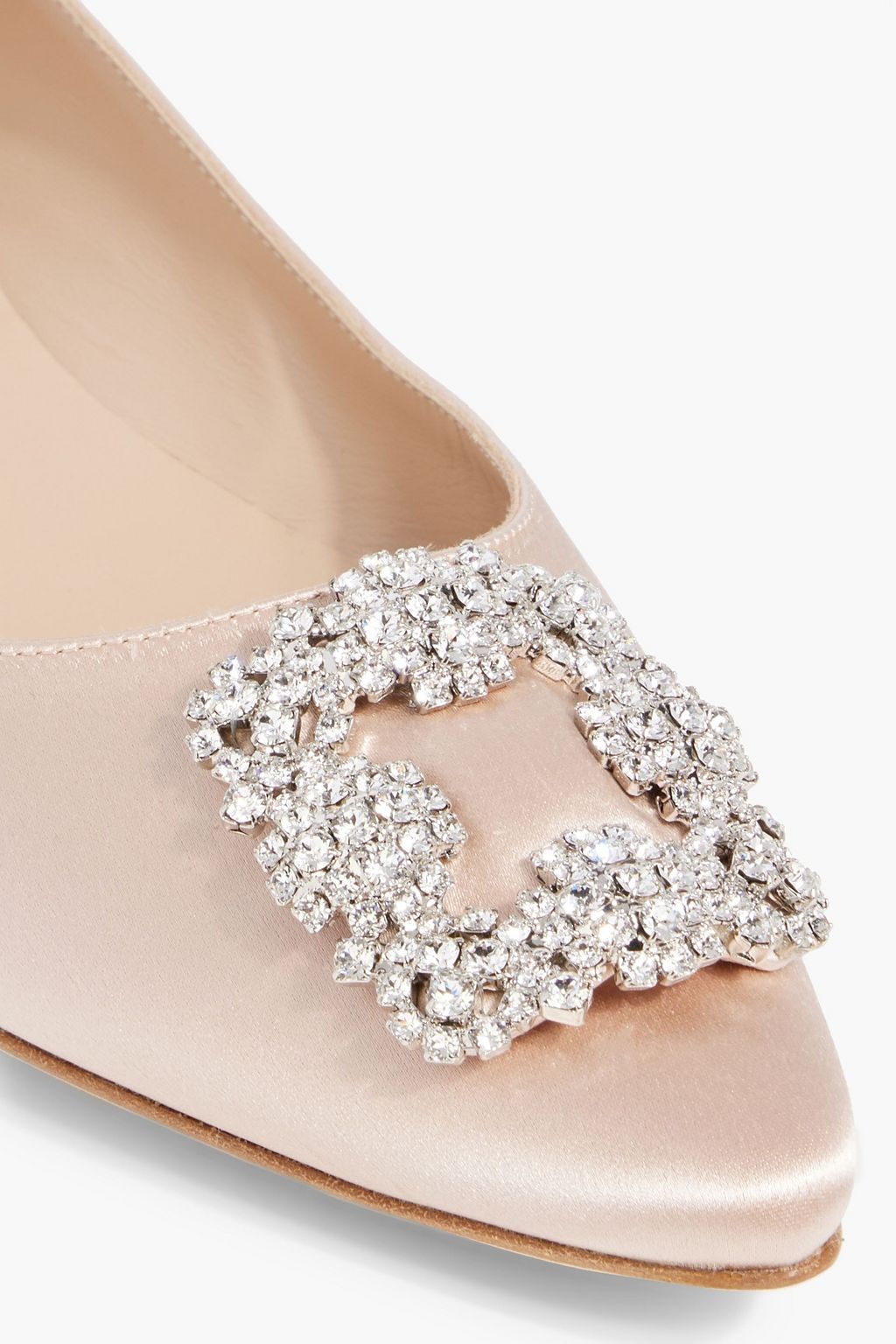 MANOLO BLAHNIK Hangisiflat crystal-embellished satin  point-toe flats