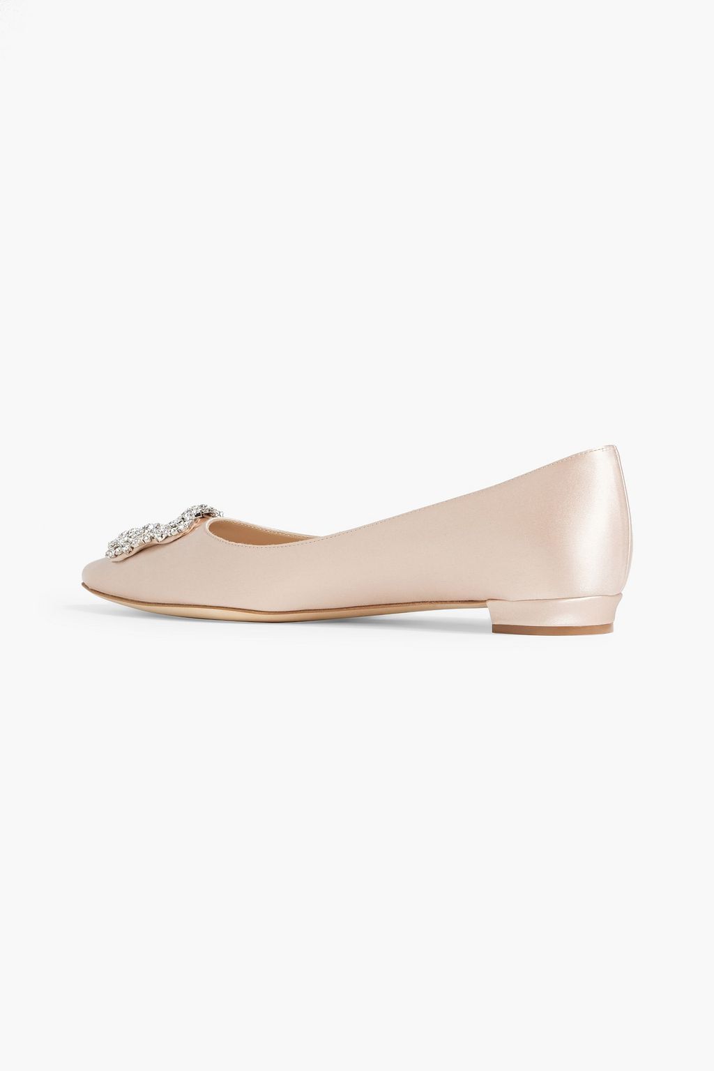 MANOLO BLAHNIK Hangisiflat crystal-embellished satin  point-toe flats