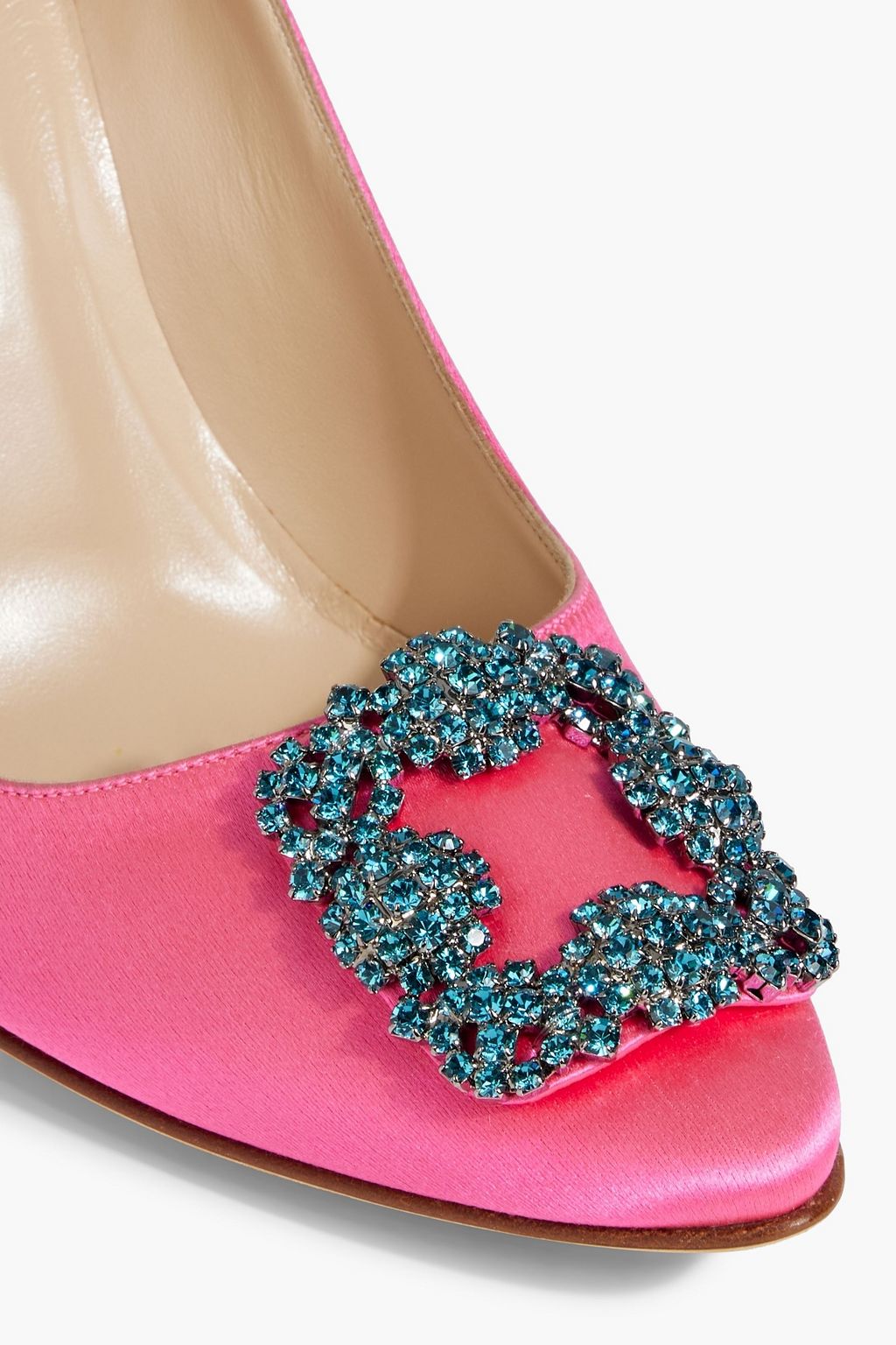 MANOLO BLAHNIK Hangisi 70 crystal-embellished satin pumps
