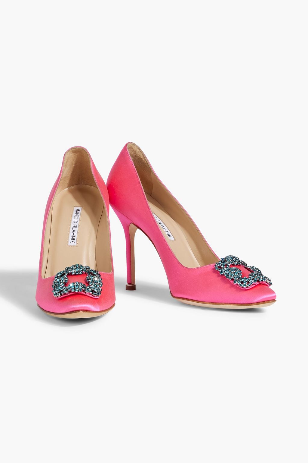MANOLO BLAHNIK Hangisi 70 crystal-embellished satin pumps