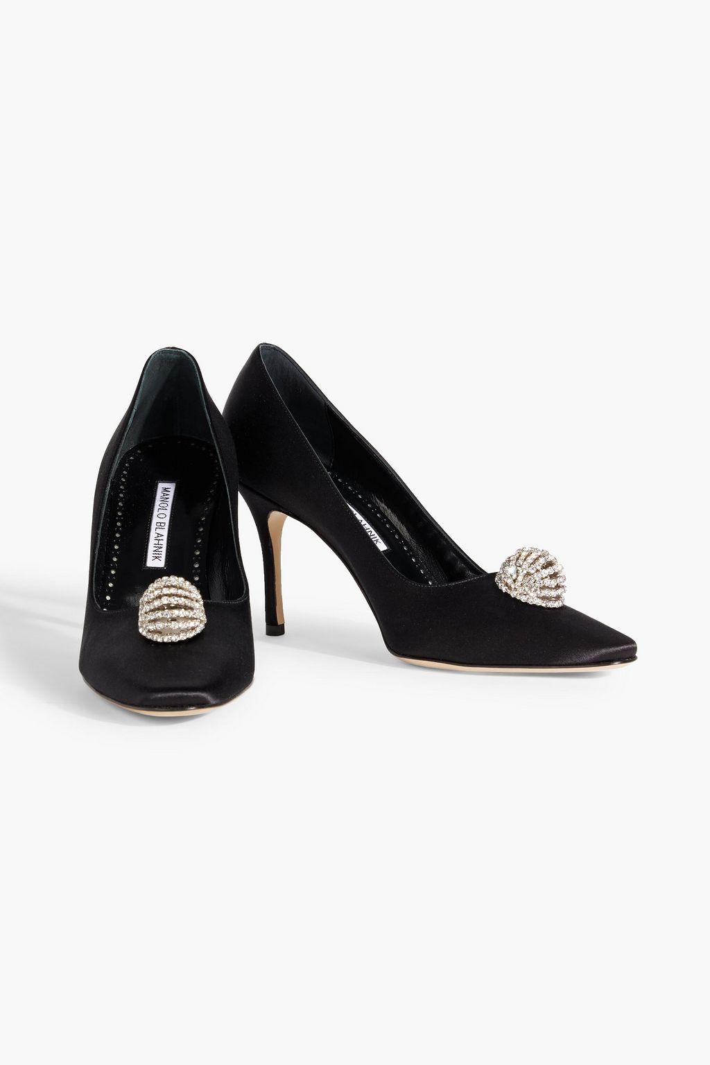 MANOLO BLAHNIK Elbolita 90 crystal-embellished satin pumps