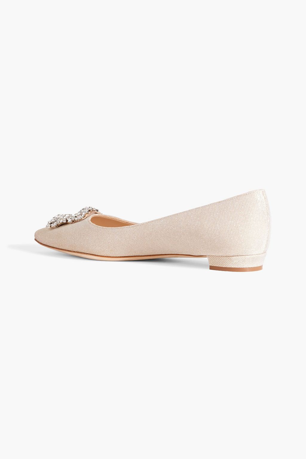 MANOLO BLAHNIK Hangisiflat crystal-embellished glittered crepe point-toe flats