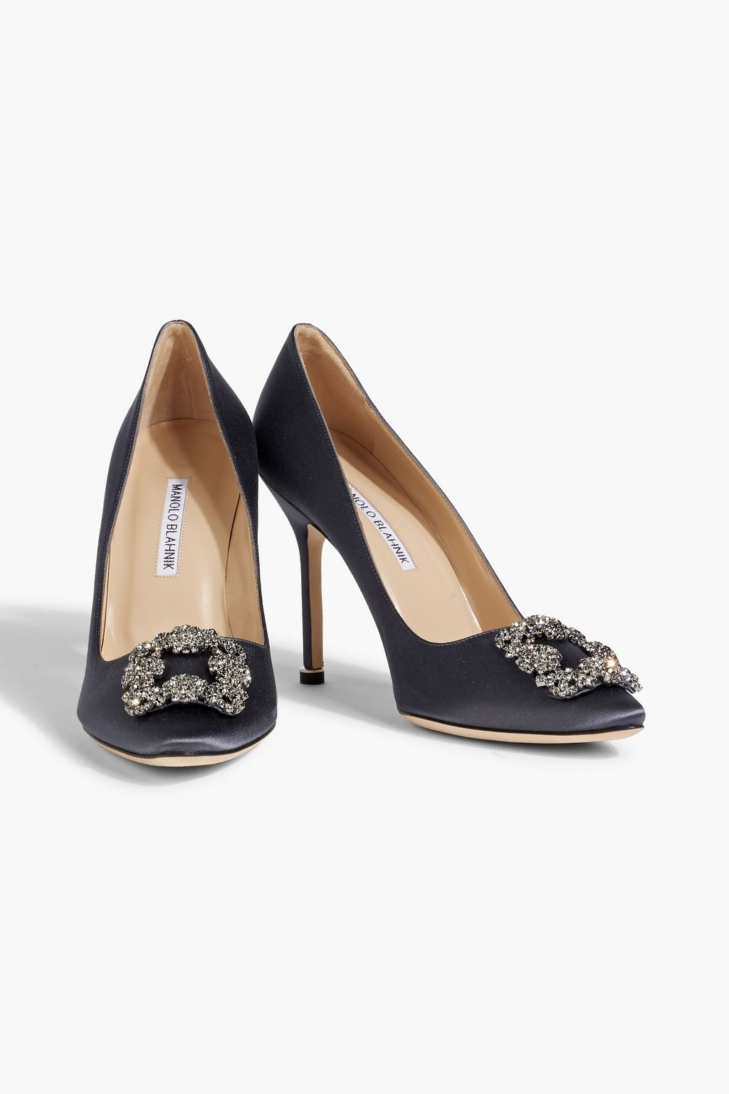 MANOLO BLAHNIK Hangisi 105 crystal-embellished satin pumps