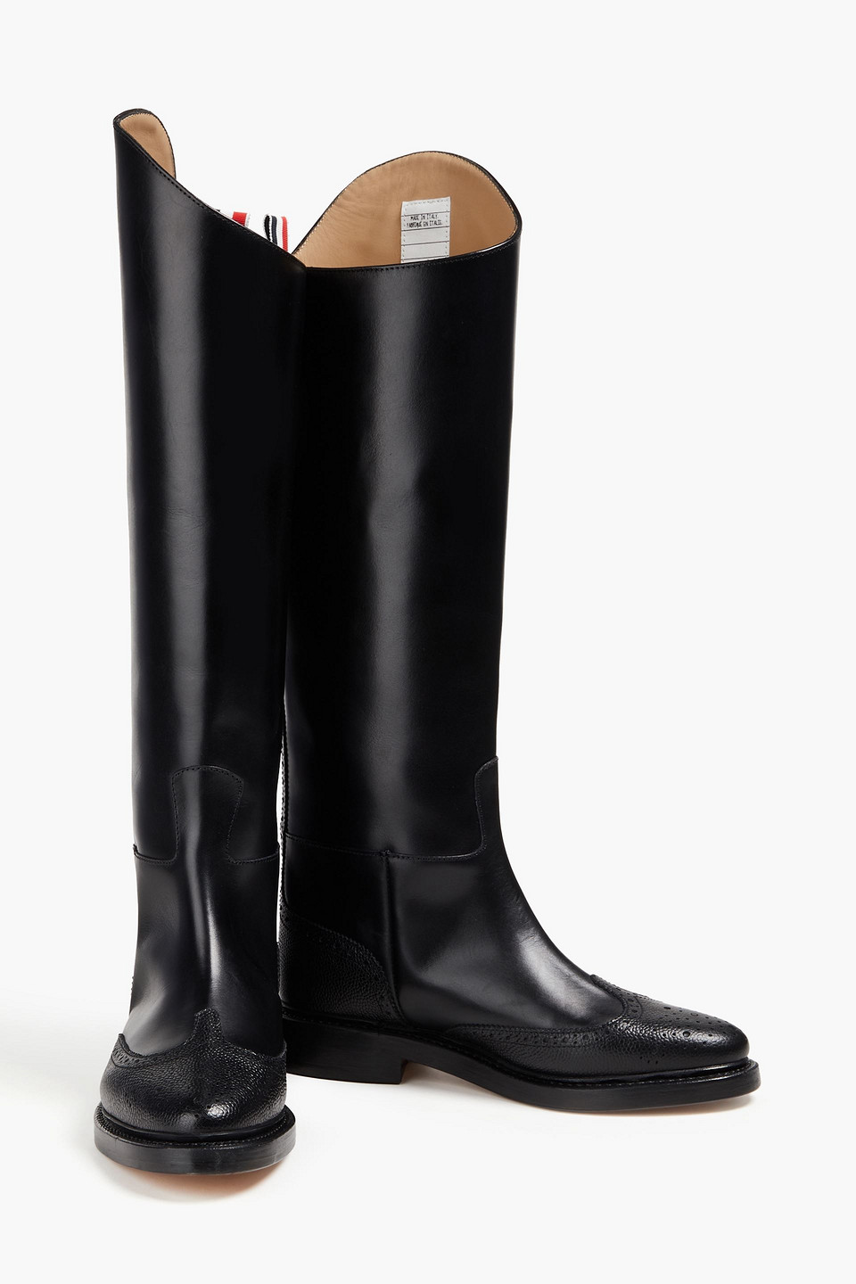 Thom Browne Wingtip Equestrian-style Boots In Black