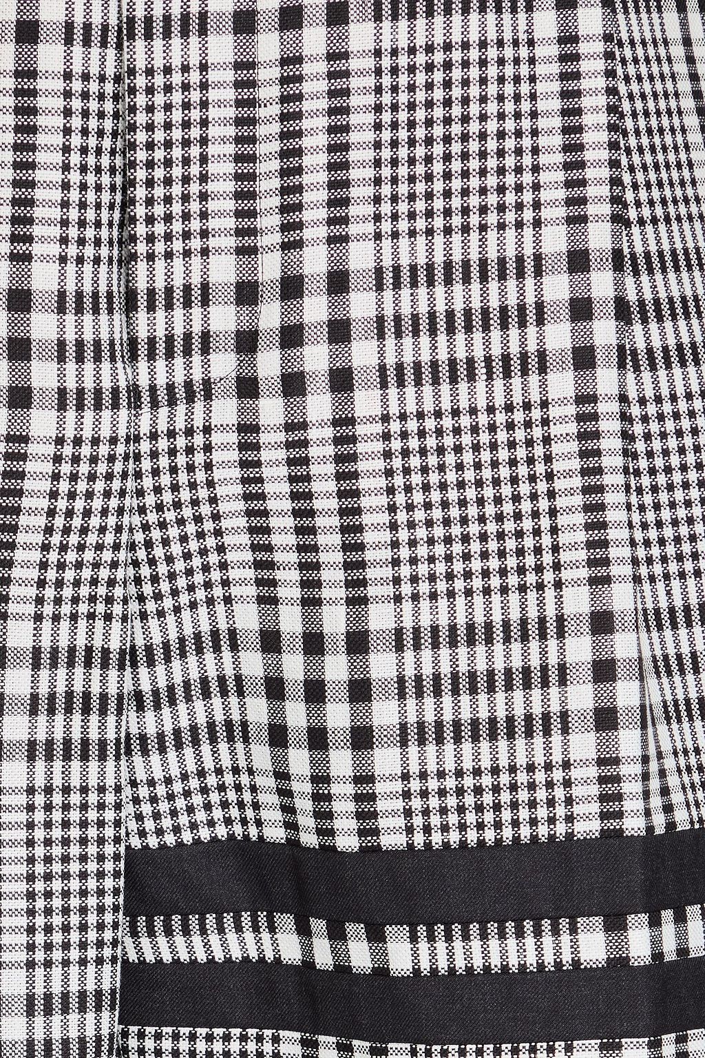 THOM BROWNE بنطال من الكتّان مزين بنقشة مربعات وبكسرات وبتصميم مخطط