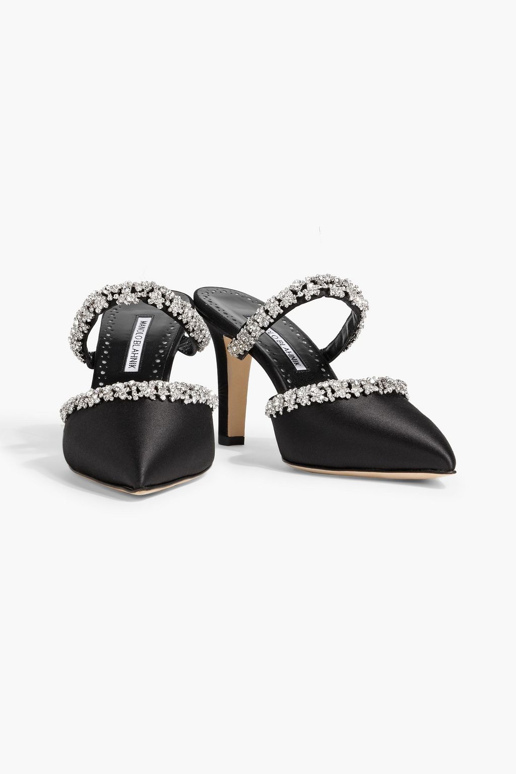 MANOLO BLAHNIK Vedadamu 90 crystal-embellished satin mules