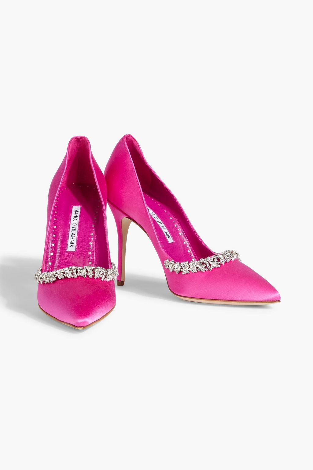 MANOLO BLAHNIK Olarana 105 crystal-embellished satin pumps