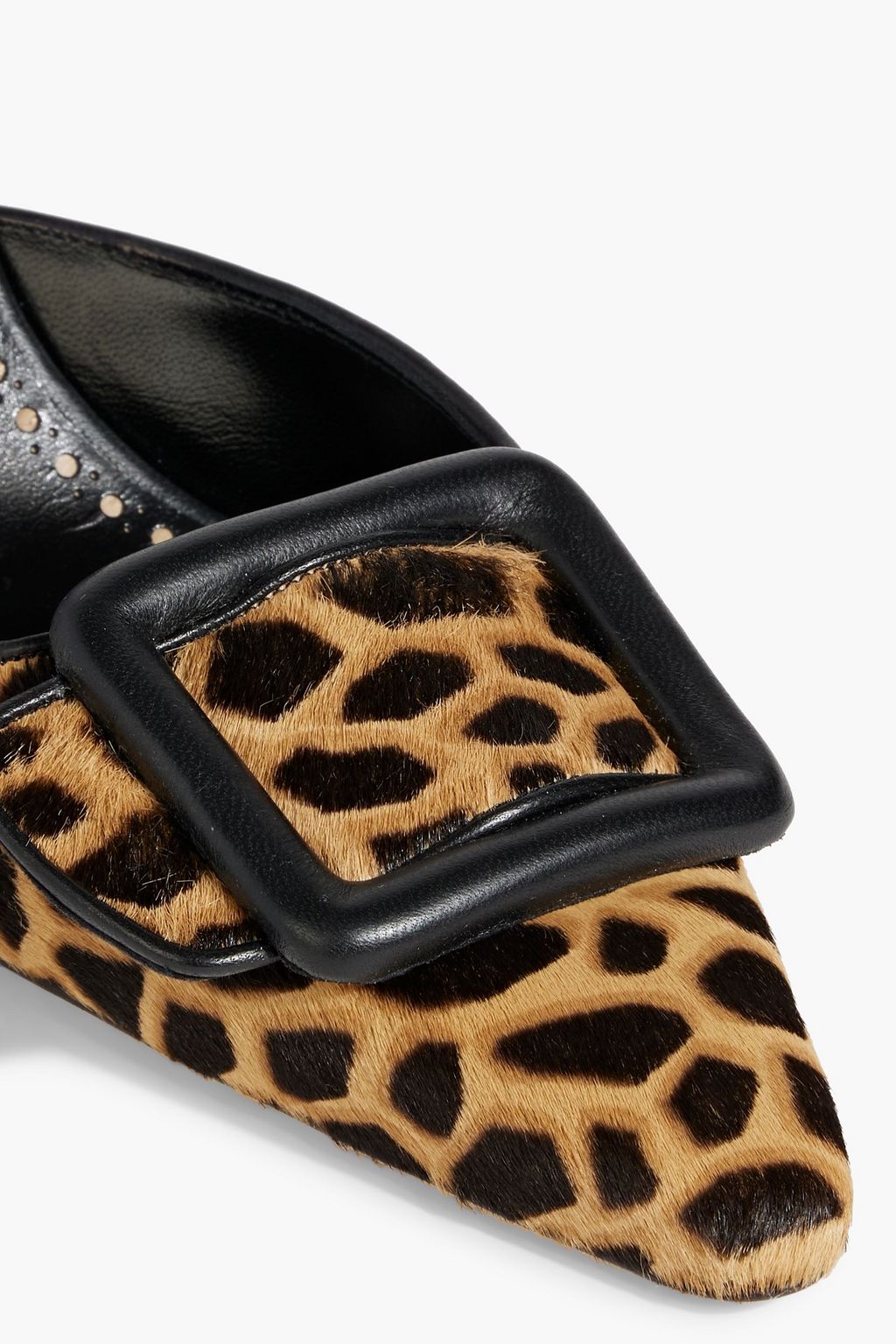 MANOLO BLAHNIK Maysalebi leather-trimmed leopard-print calf hair mules