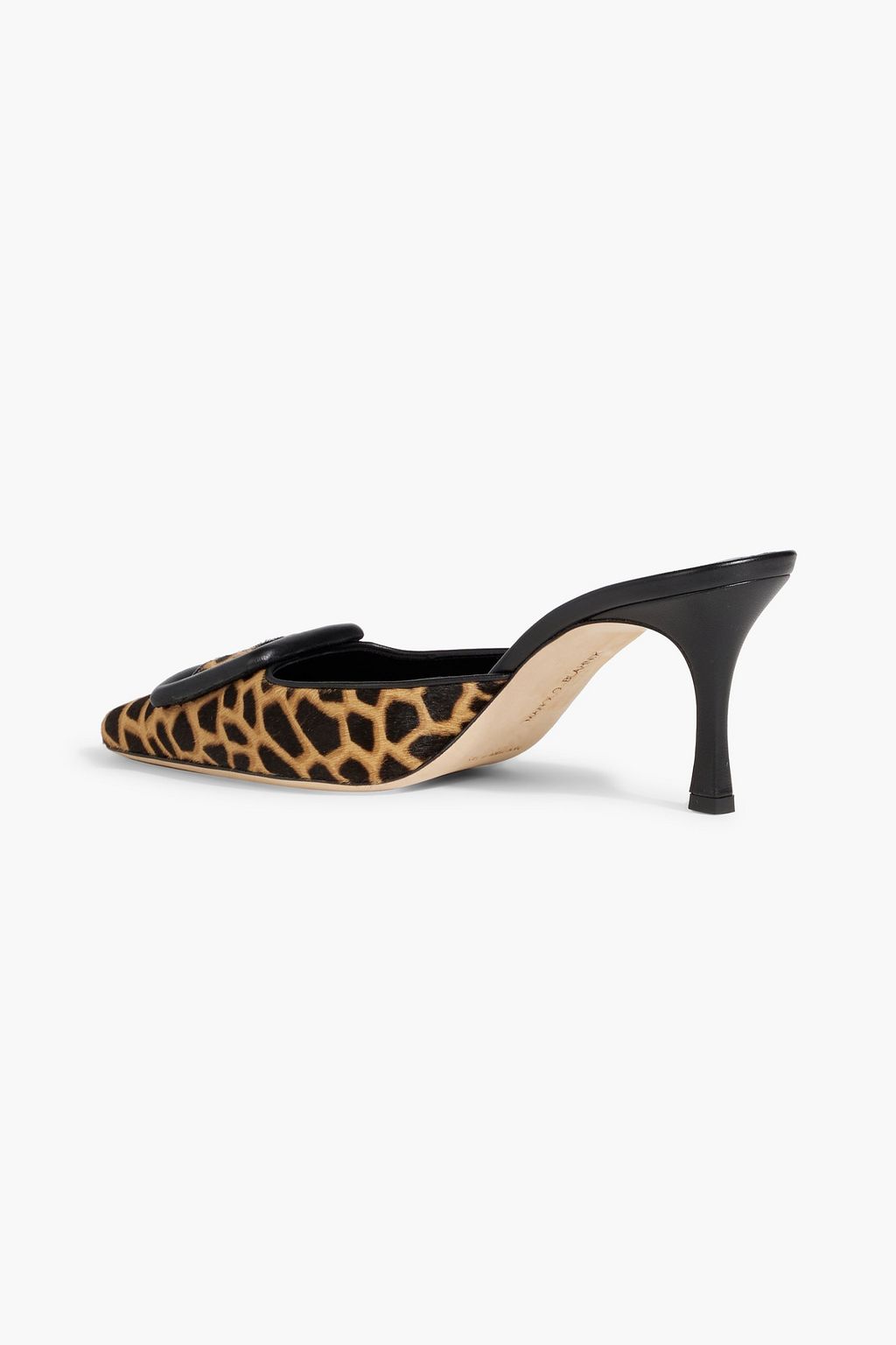MANOLO BLAHNIK Maysalebi leather-trimmed leopard-print calf hair mules