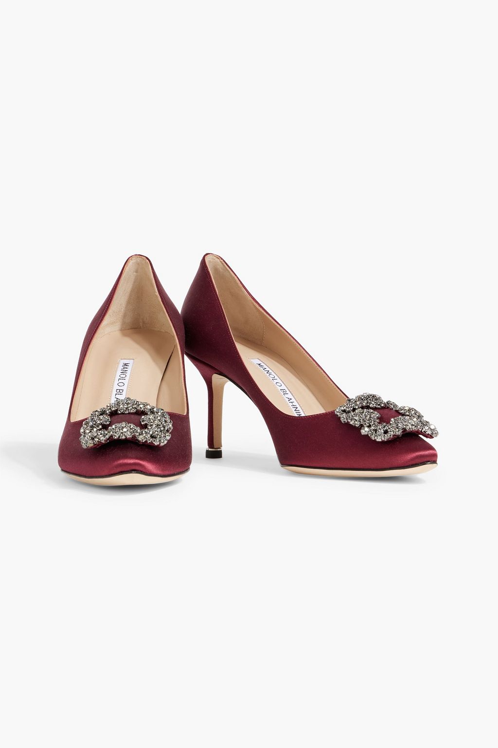 MANOLO BLAHNIK Hangisi 70 crystal-embellished satin pumps