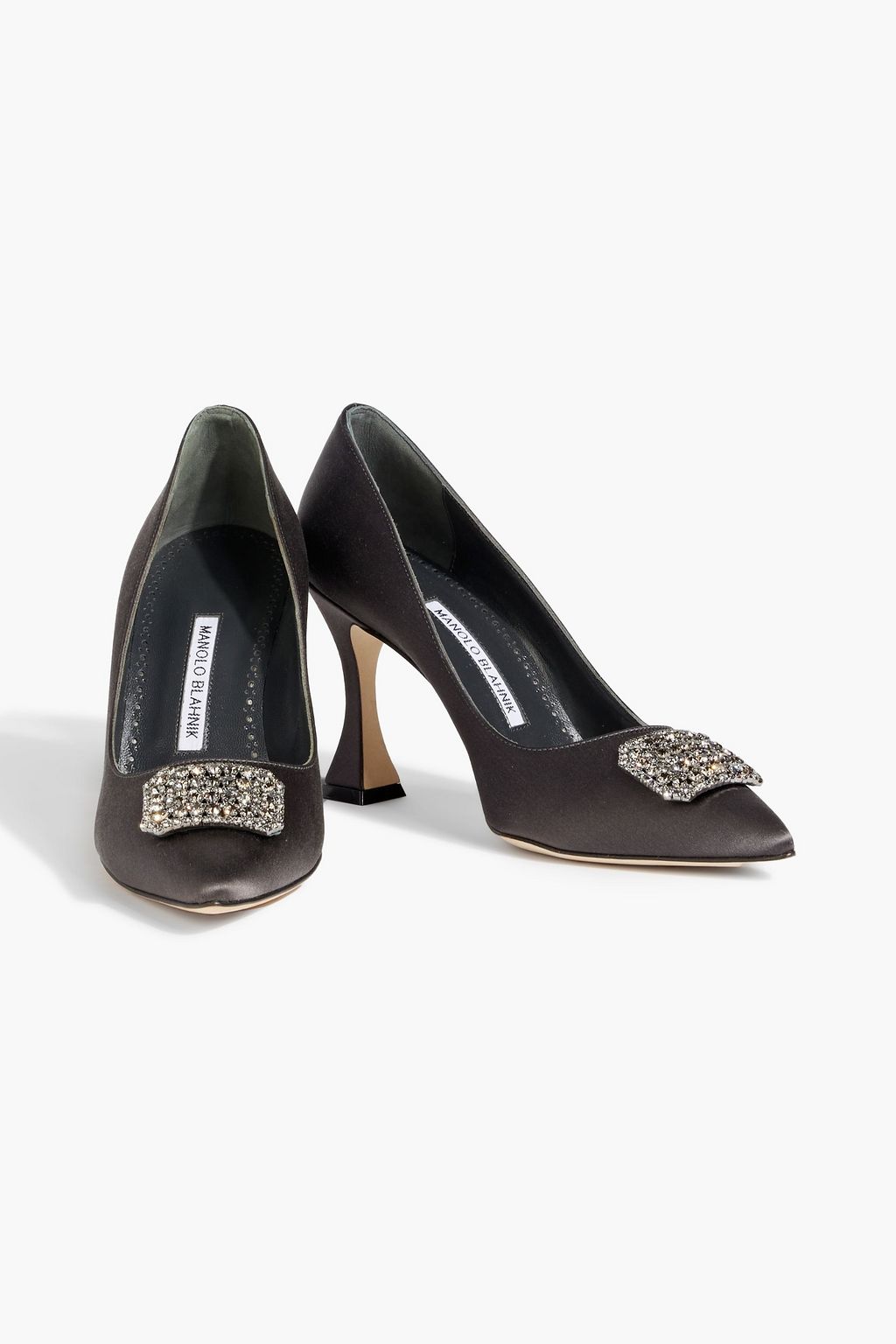 MANOLO BLAHNIK Floritanuhi 90 crystal-embellished satin pumps
