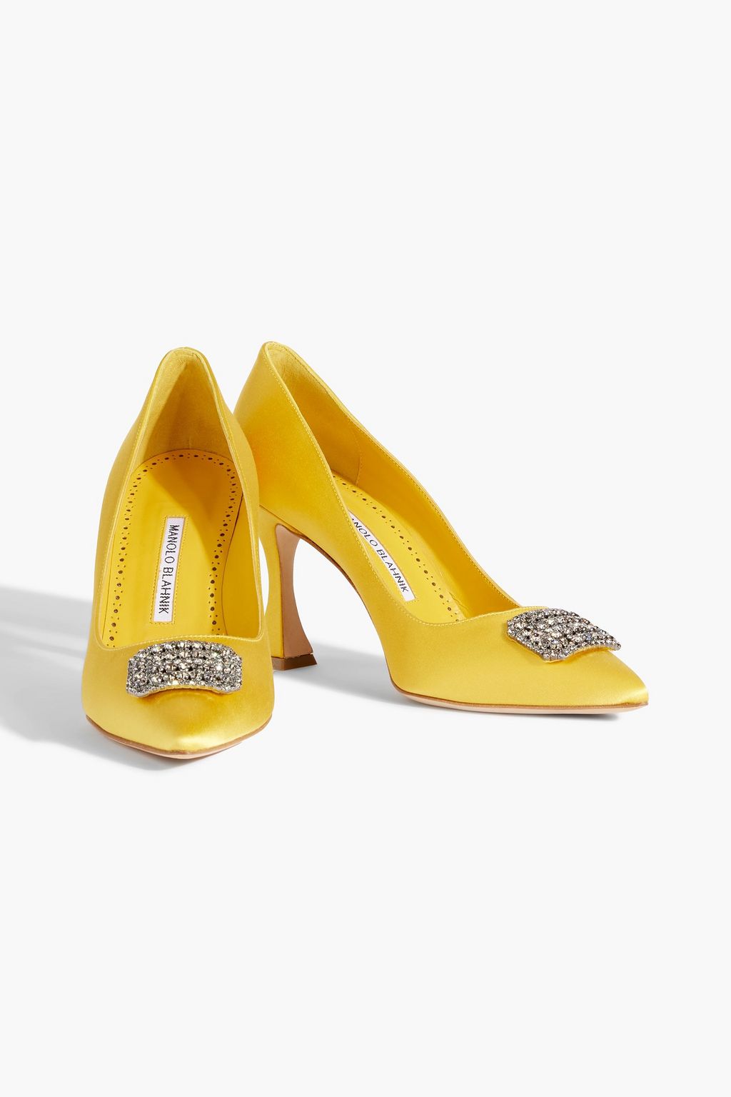 MANOLO BLAHNIK Floritanuhi 90 crystal-embellished satin pumps
