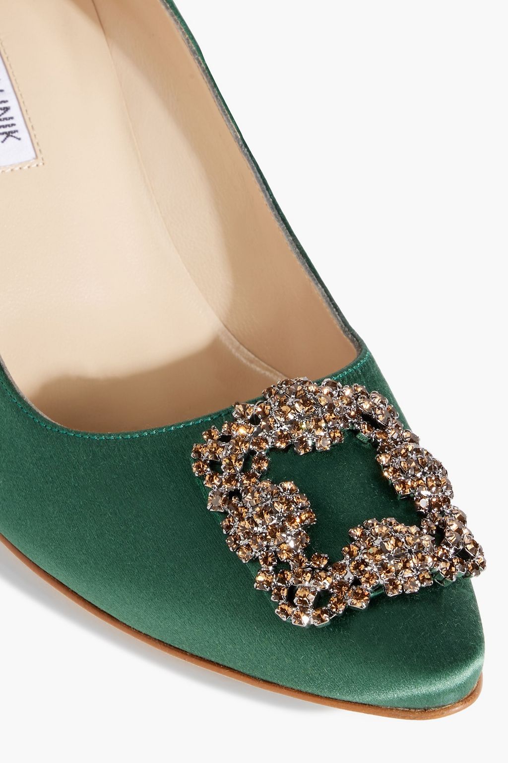 MANOLO BLAHNIK Hangisi 70 crystal-embellished satin pumps