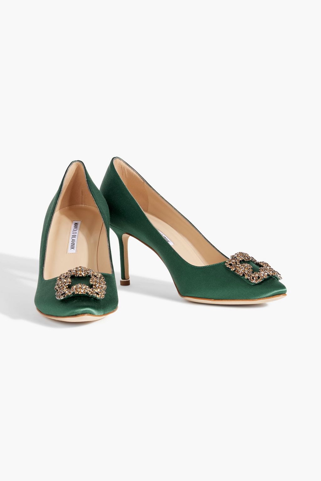 MANOLO BLAHNIK Hangisi 70 crystal-embellished satin pumps