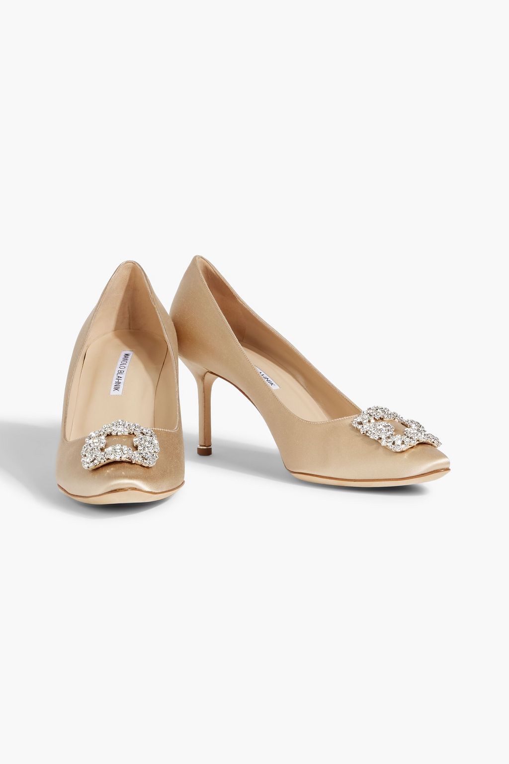 MANOLO BLAHNIK Hangisi 70 crystal-embellished satin pumps