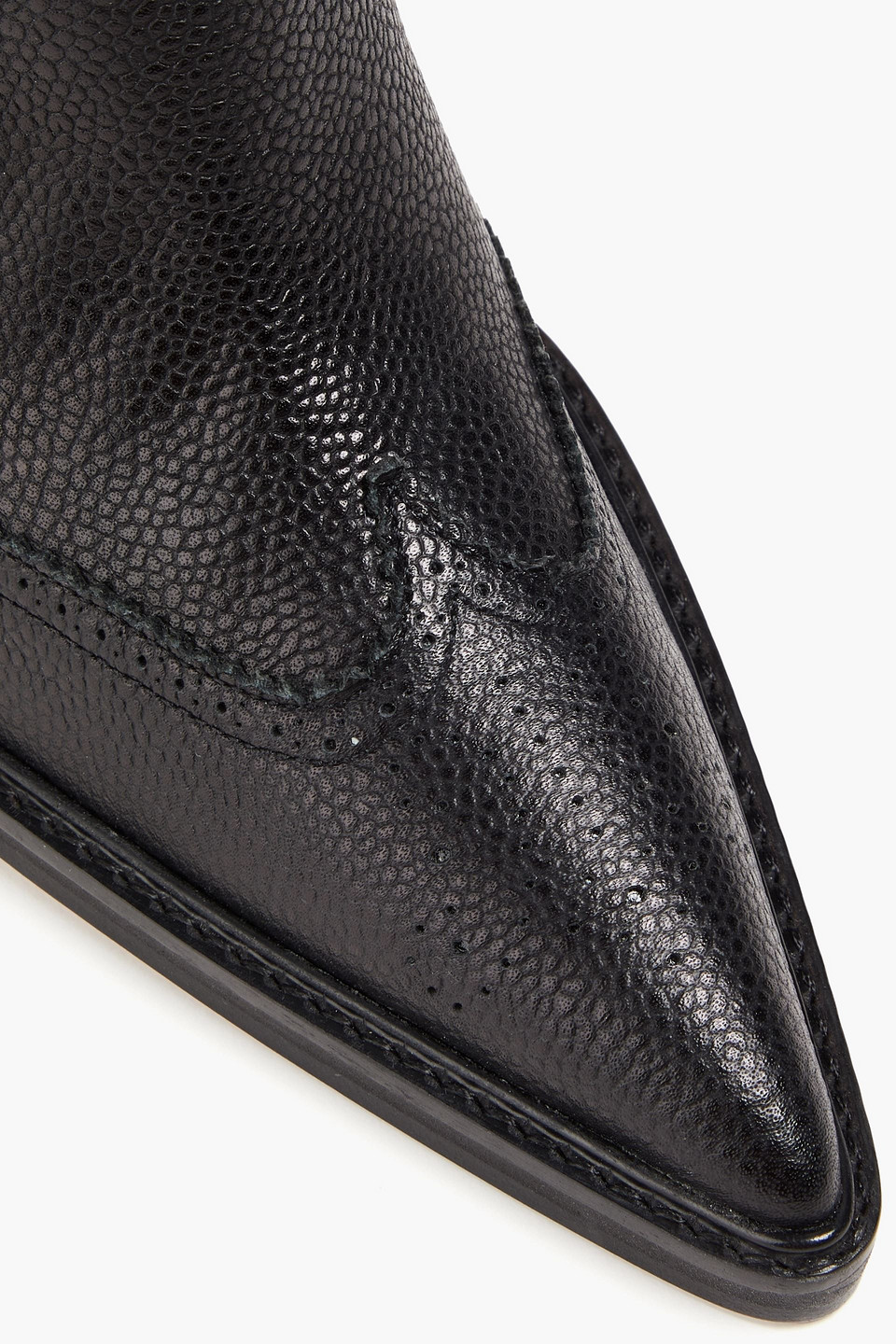 Thom Browne Black Brogued Wing Tip Chelsea Boots In Dark Brown