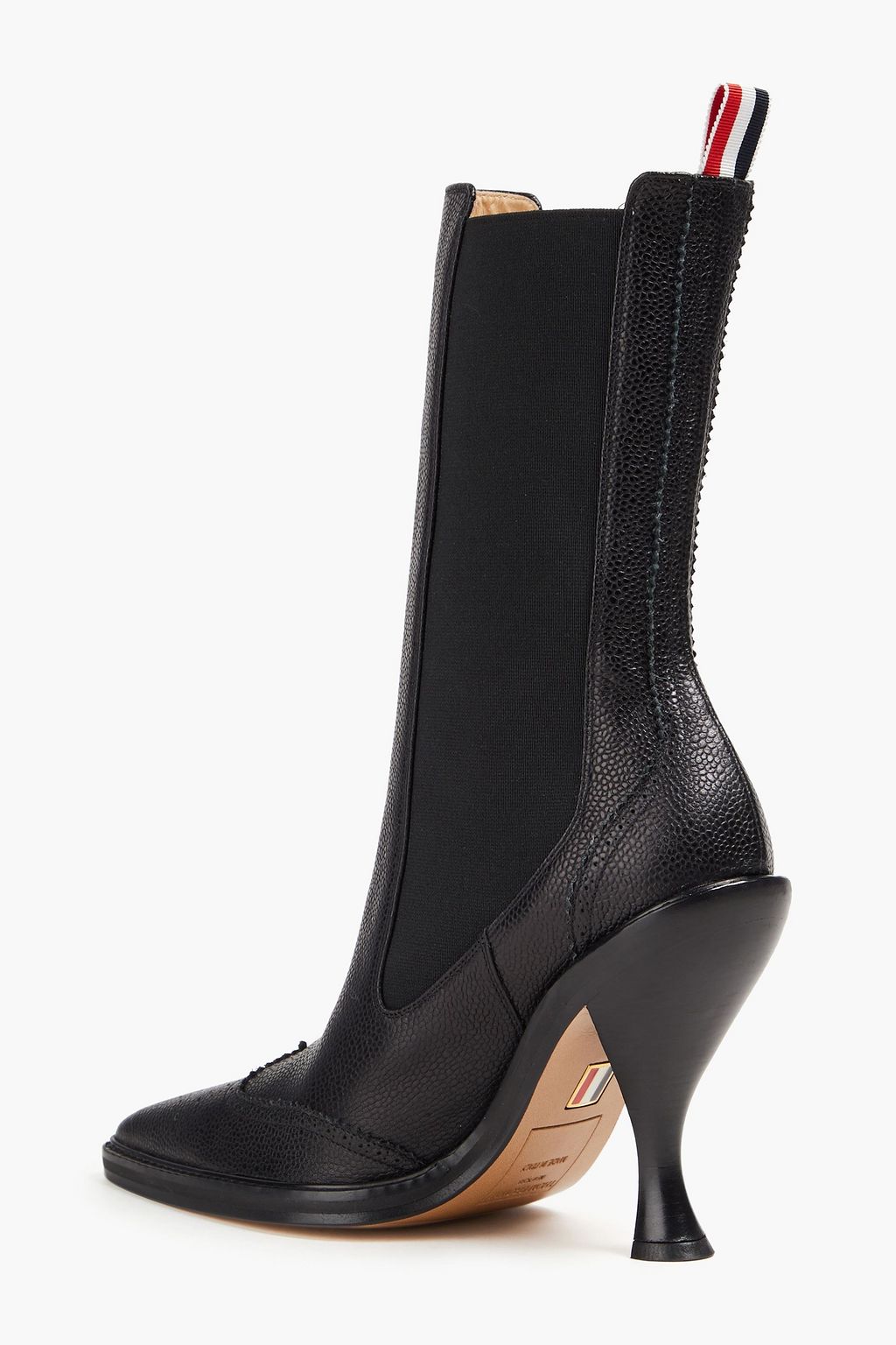 THOM BROWNE Perforated pebbled-leather ankle boots