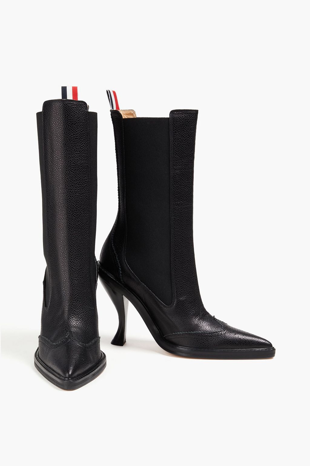 THOM BROWNE Perforated pebbled-leather ankle boots