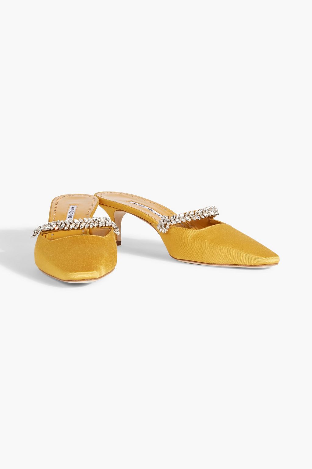 MANOLO BLAHNIK Kanembamu 50 crystal-embellished grosgrain mules