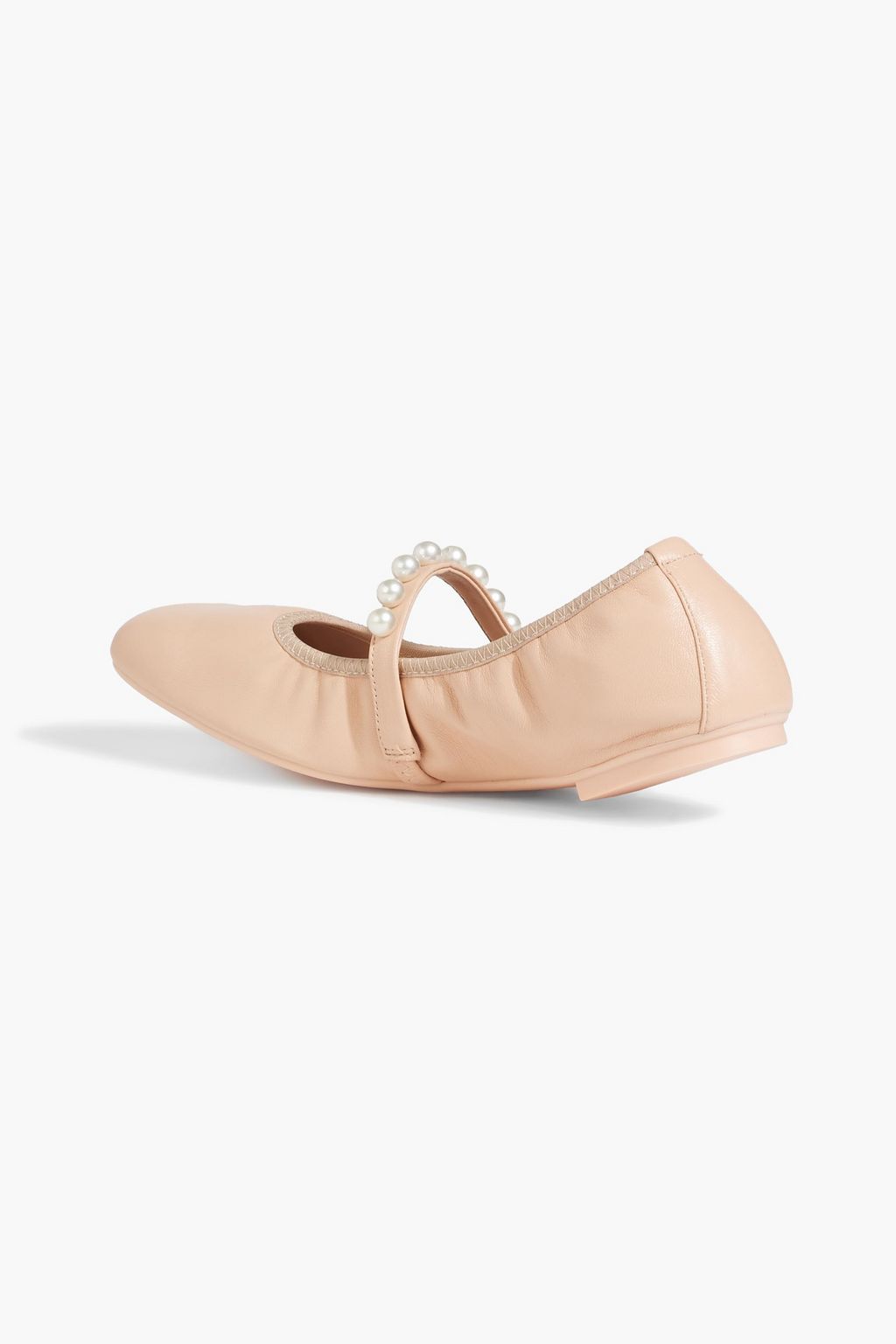 STUART WEITZMAN Goldie faux pearl-embellished leather ballet flats