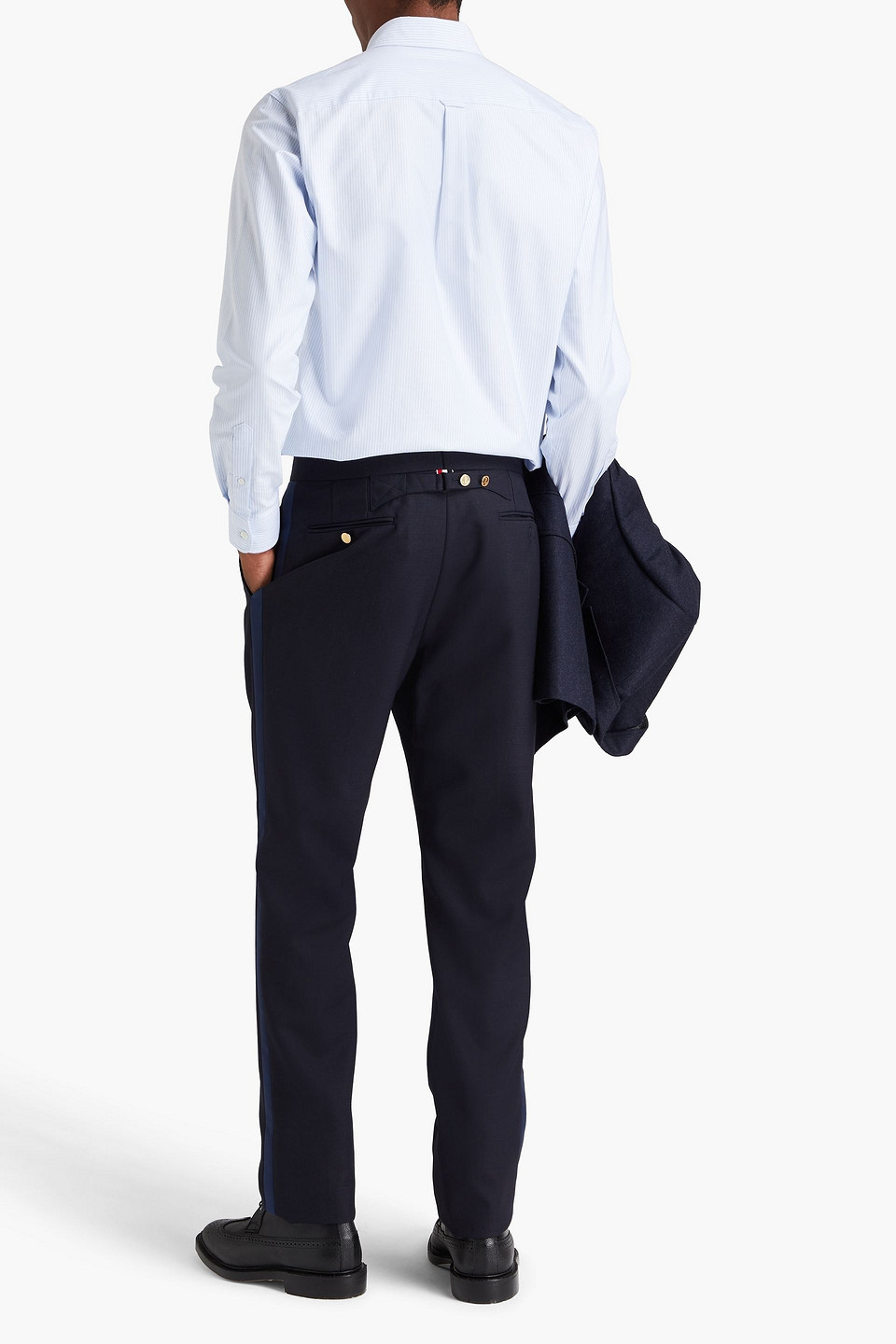 Thom Browne Striped Wool Pants In Marineblau