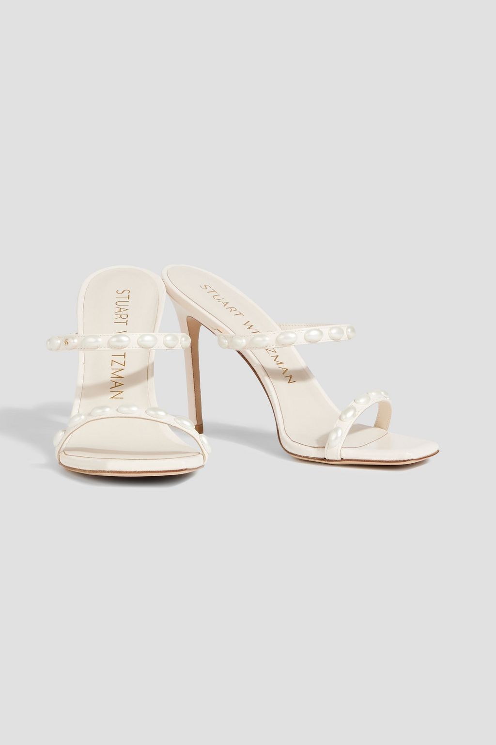 STUART WEITZMAN Aleena Pearlita 100 faux pearl-embellished leather sandals