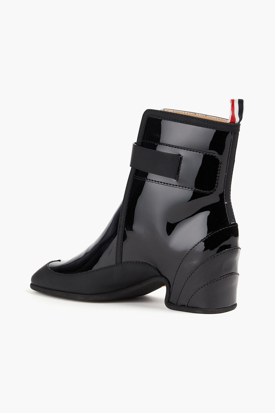 Thom Browne Matte And Patent Leather Ankle Boots In Black
