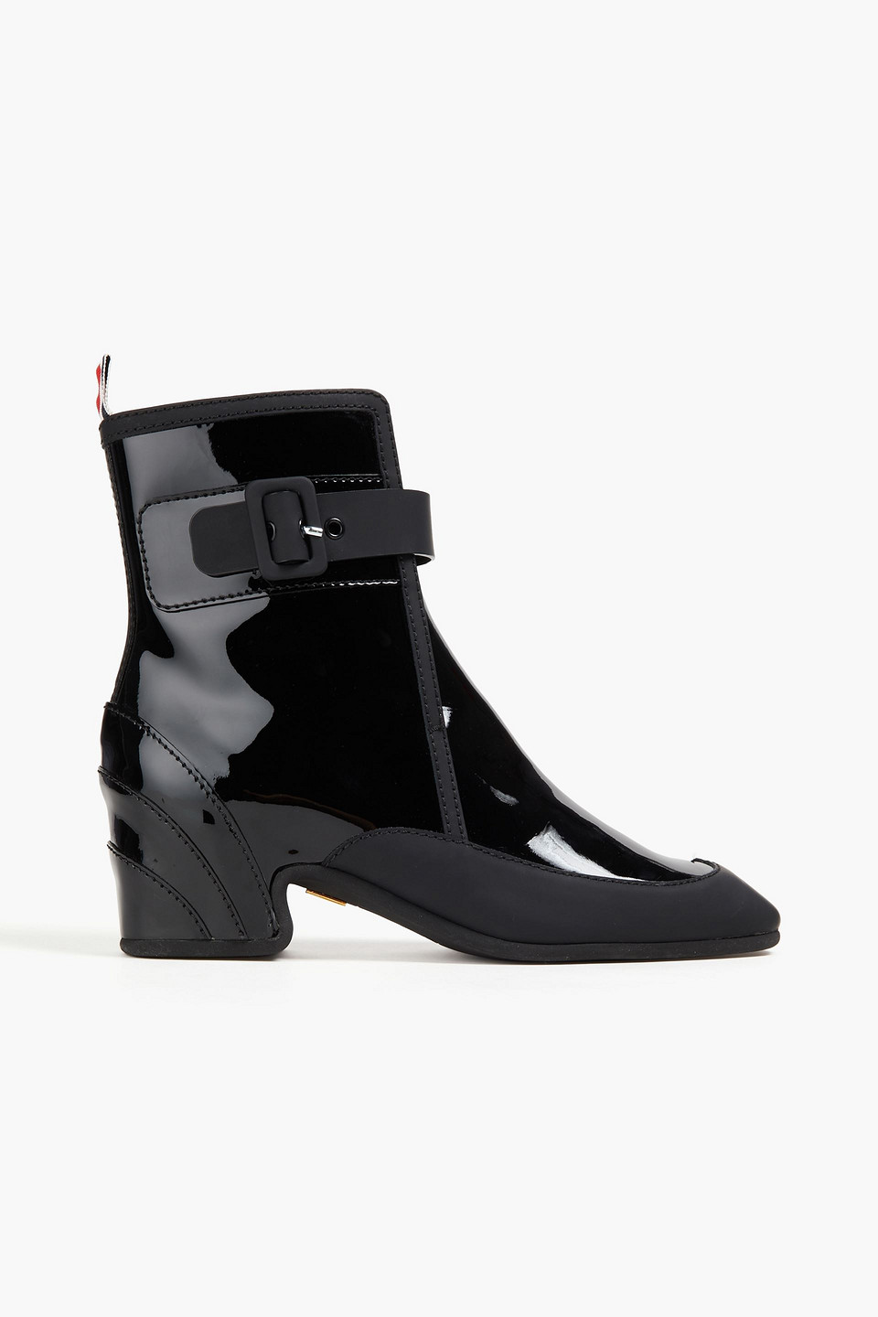 Thom Browne Matte And Patent Leather Ankle Boots In Black