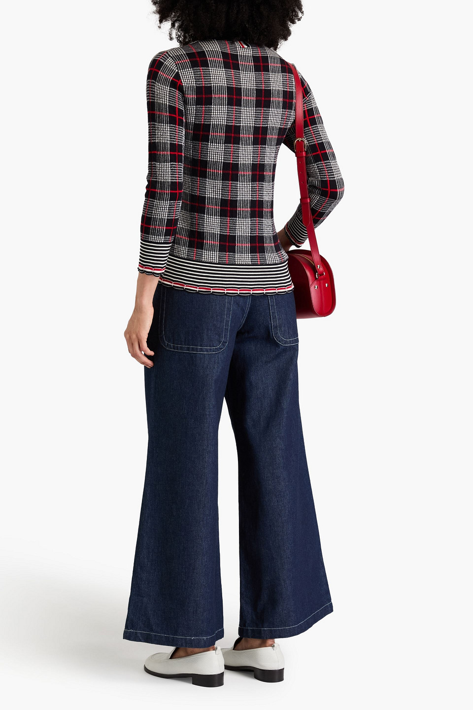Thom Browne Checked Wool Cardigan In Black