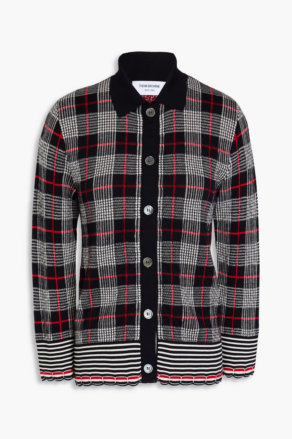 Thom Browne - Checked wool cardigan - Black - IT 40
