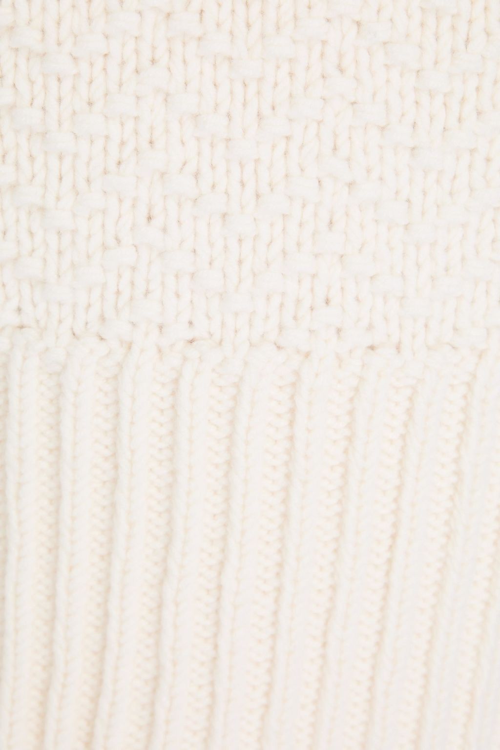 THOM BROWNE كنزة رياضية بياقة عالية من مزيج الصوف وبتصميم مخطط