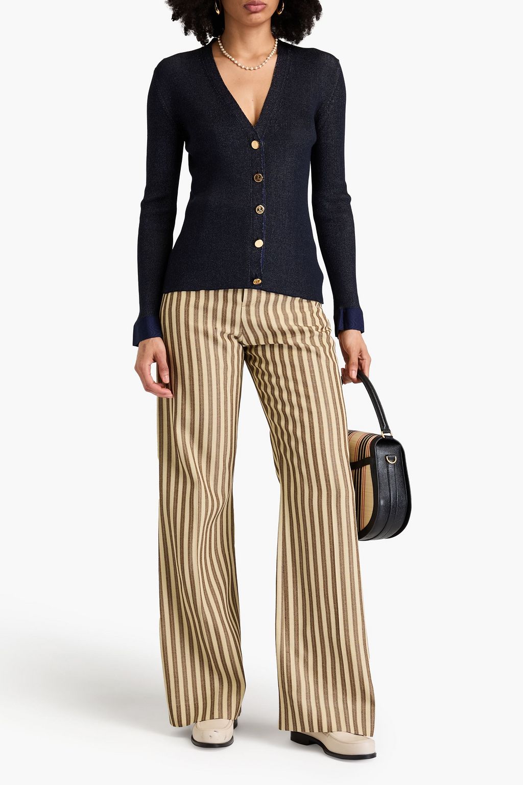THOM BROWNE Marled ribbed silk cardigan