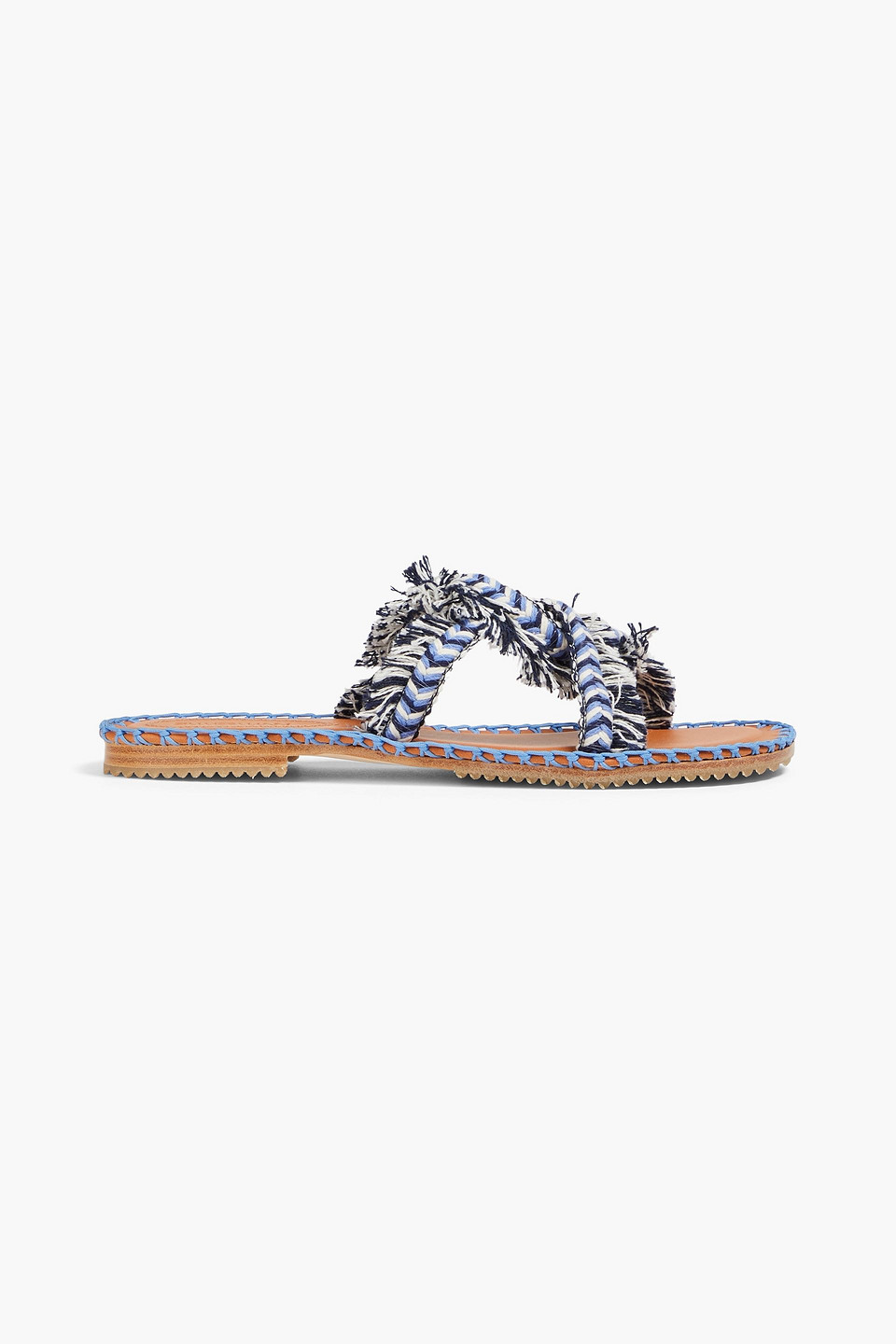 Zimmermann 10mm Braided Strap Cotton Sandals In Blue,white