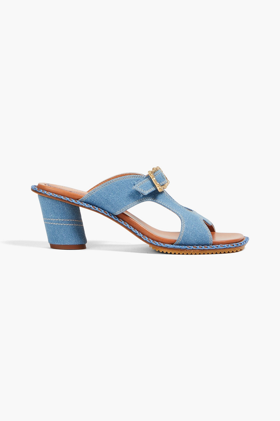 Zimmermann Wavy Mules Aus Denim Mit Cut-outs In Mittelblauer Denim