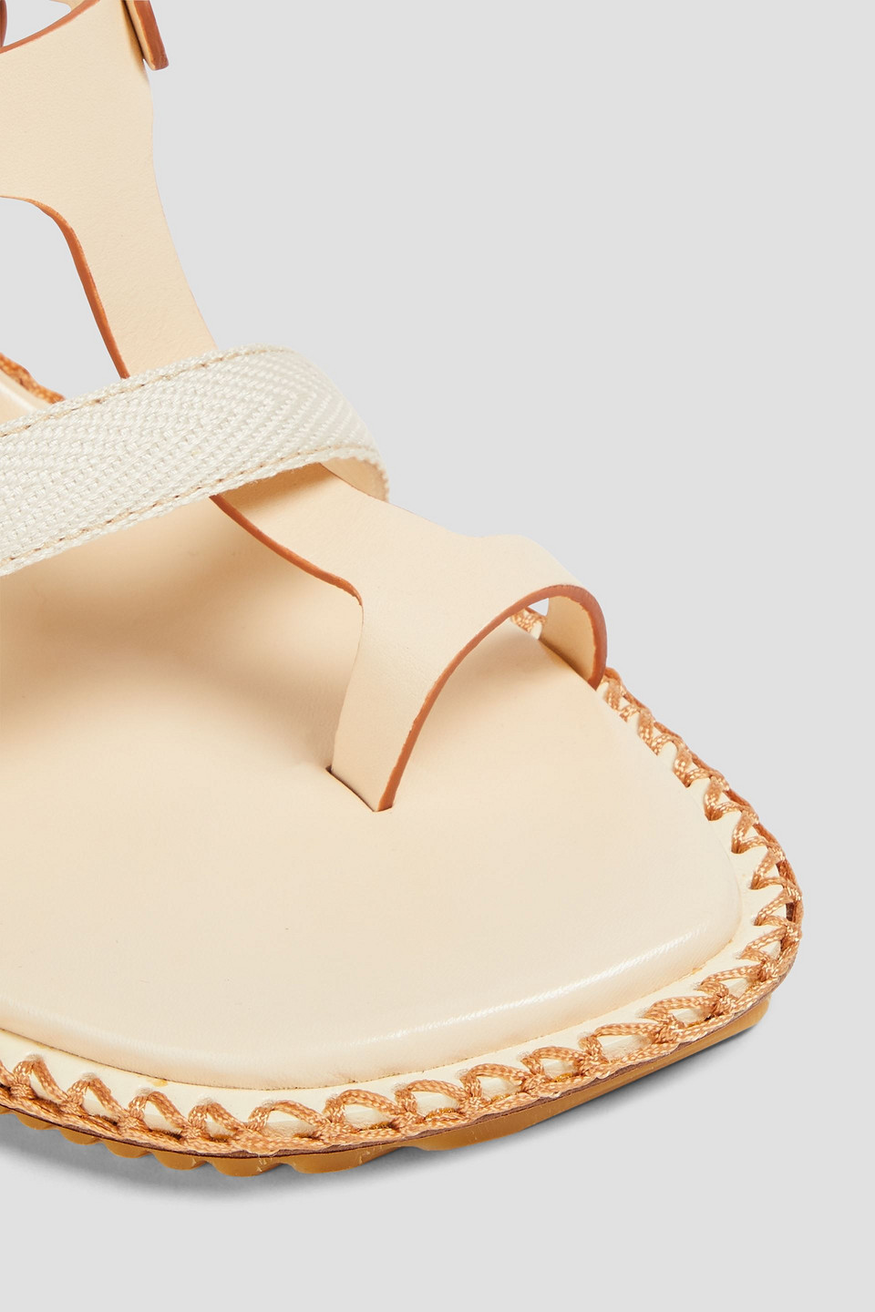 Shop Zimmermann Grosgrain And Leather Sandals In Cream