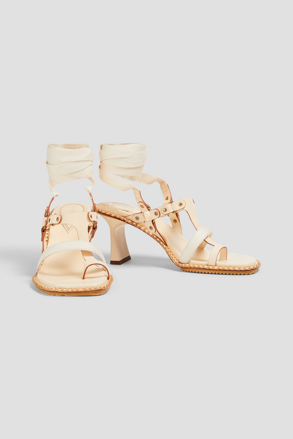 Shop Zimmermann Grosgrain And Leather Sandals In Cream