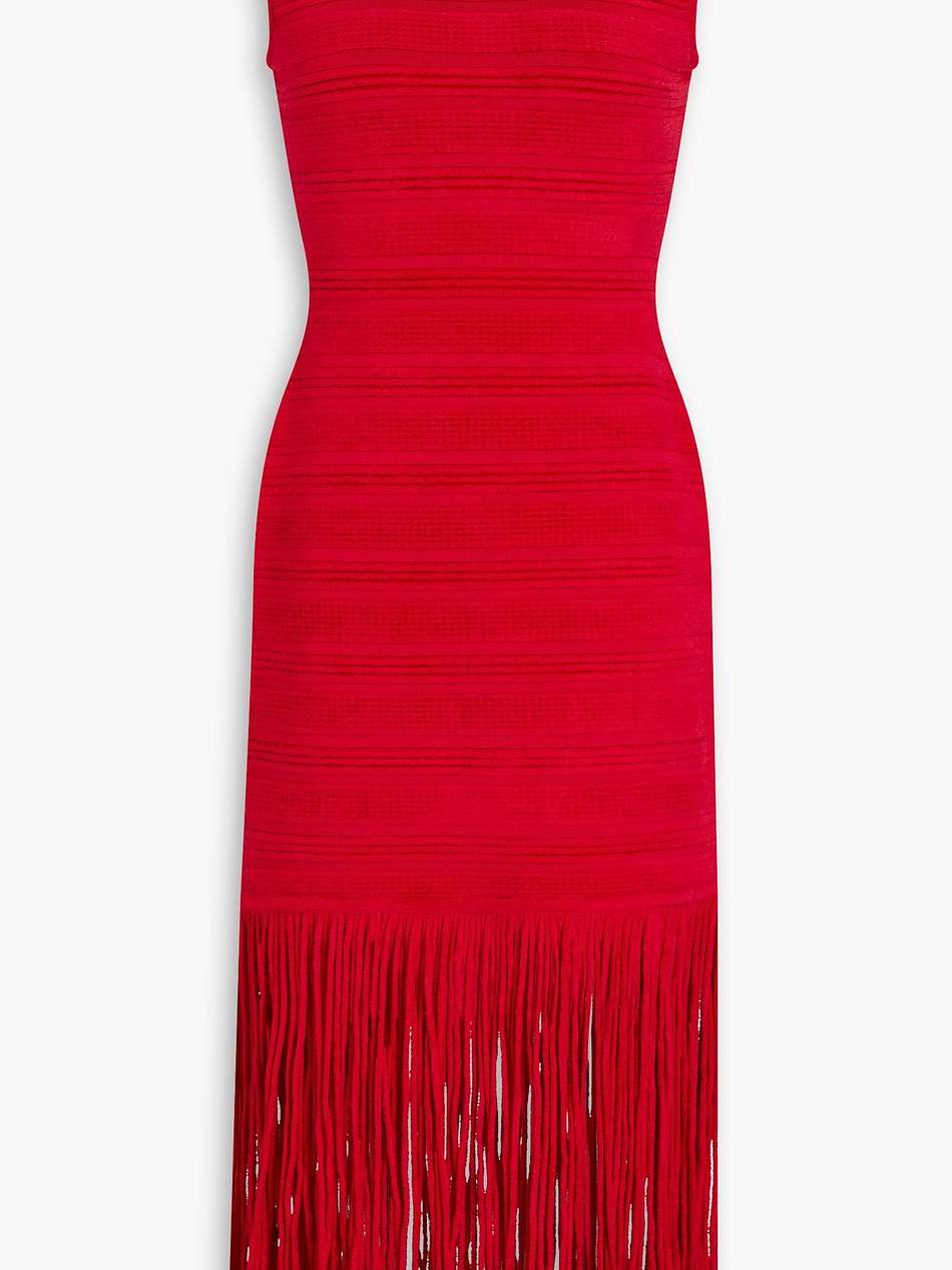fringed textured chenille midi dress