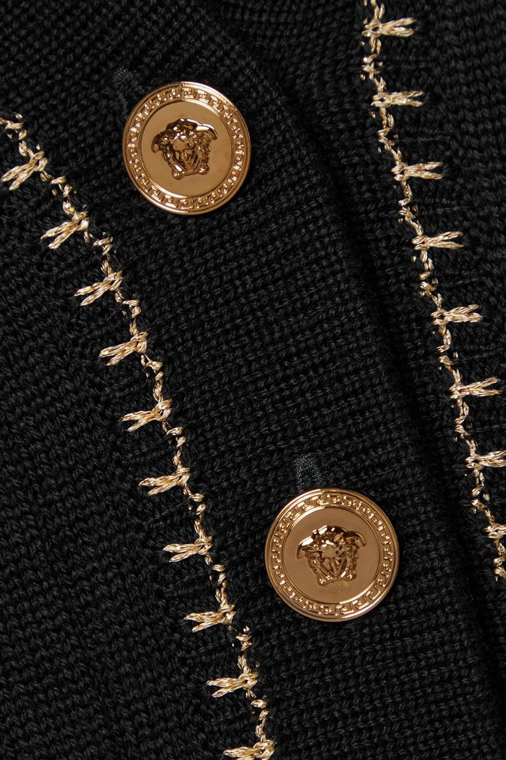 VERSACE Cropped ribbed wool-blend cardigan