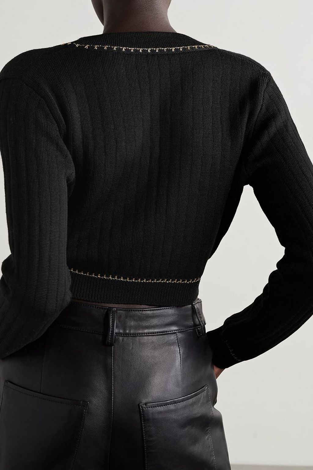 VERSACE Cropped ribbed wool-blend cardigan