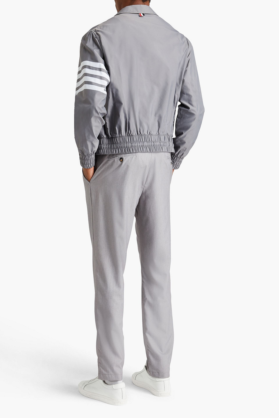Thom Browne Striped Shell Jacket In Gray