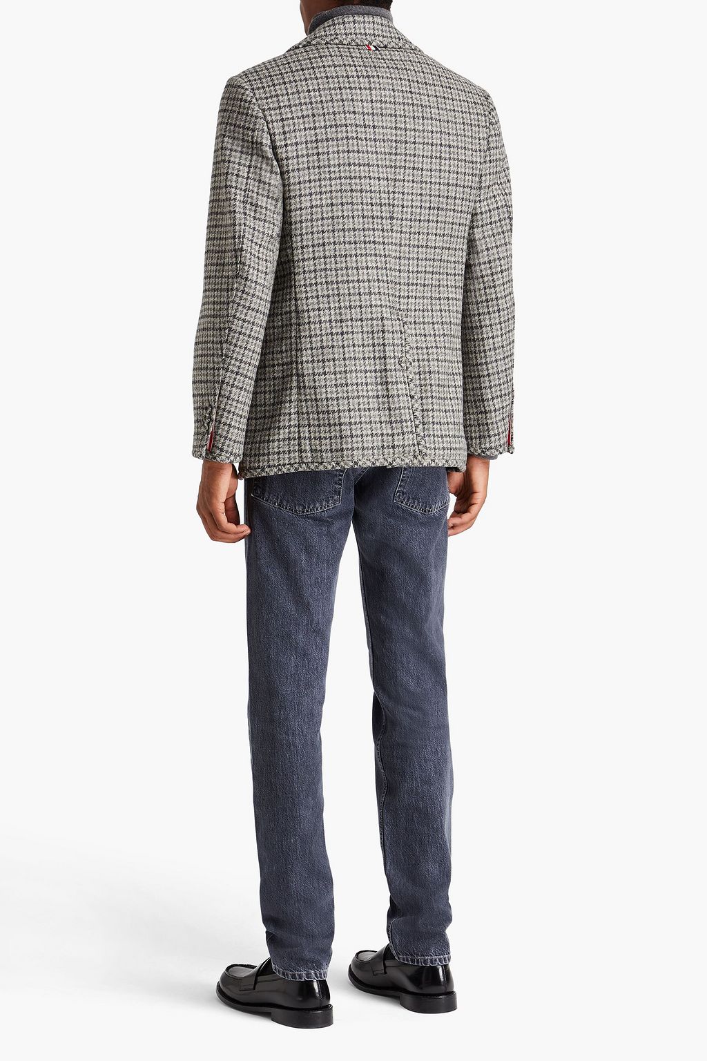 THOM BROWNE Houndstooth wool-tweed peacoat